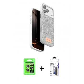 MARSİLYAN™- iPhone 17 Pro Kılıf Vadi Klasik Serisi - Siyah Bilvis 3X AR Hayalet Cam Ekran Koruyucu + Raze Metal Kamera Lens - GS