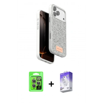 MARSİLYAN™- iPhone 17 Pro Kılıf Vadi Klasik Serisi - Siyah Bilvis 5in1 3D Magic Cam Ekran Koruyucu + Raze Metal Kamera Lens - GI