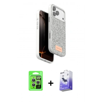 MARSİLYAN™- iPhone 17 Pro Kılıf Vadi Klasik Serisi - Siyah Bilvis 5in1 5D Magic Hayalet Cam Ekran Koruyucu + Raze Metal Kamera Lens - GS