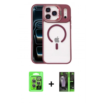 MARSİLYAN™- iPhone 17 Pro Kılıf Yadigar Asil Koleksiyonu - Siyah 360 Mat Full Body Arka Koruyucu + Raze Metal Kamera Lens - GI