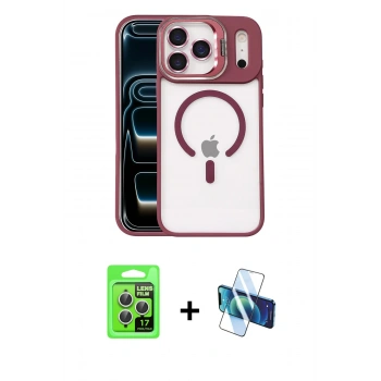 MARSİLYAN™- iPhone 17 Pro Kılıf Yadigar Asil Koleksiyonu - Siyah 3D Antistatik Seramik Nano Ekran Koruyucu + Raze Metal Kamera Lens - GS