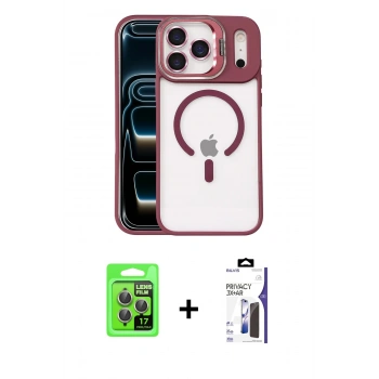 MARSİLYAN™- iPhone 17 Pro Kılıf Yadigar Asil Koleksiyonu - Siyah Bilvis 3X AR Hayalet Cam Ekran Koruyucu + Raze Metal Kamera Lens - GI