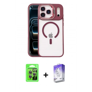 MARSİLYAN™- iPhone 17 Pro Kılıf Yadigar Asil Koleksiyonu - Siyah Bilvis 5in1 3D Magic Cam Ekran Koruyucu + Raze Metal Kamera Lens - GI