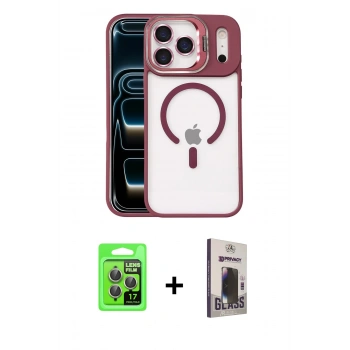 MARSİLYAN™- iPhone 17 Pro Kılıf Yadigar Asil Koleksiyonu - Siyah Bilvis Hayalet Cam Ekran Koruyucu + Raze Metal Kamera Lens - GI