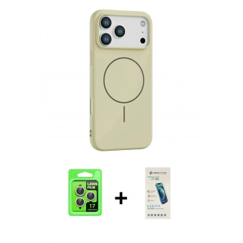 MARSİLYAN™- iPhone 17 Pro Kılıf Yankı Form Serisi - Şeffaf Pasifik Cam Ekran Koruyucu + Raze Metal Kamera Lens - GS
