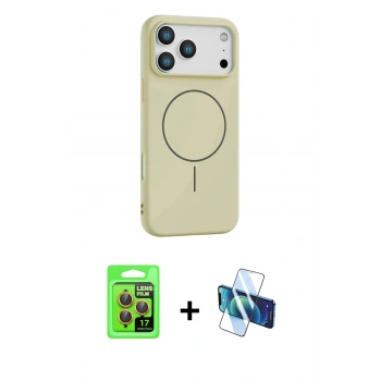 MARSİLYAN™- iPhone 17 Pro Kılıf Yankı Form Serisi - Siyah 3D Antistatik Seramik Nano Ekran Koruyucu + Raze Metal Kamera Lens - TU