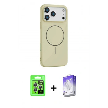 MARSİLYAN™- iPhone 17 Pro Kılıf Yankı Form Serisi - Siyah Bilvis 5in1 3D Magic Cam Ekran Koruyucu + Raze Metal Kamera Lens - GS