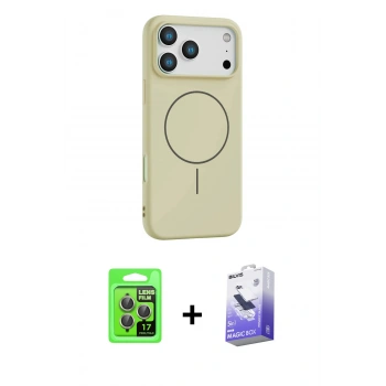 MARSİLYAN™- iPhone 17 Pro Kılıf Yankı Form Serisi - Siyah Bilvis 5in1 5D Magic Hayalet Cam Ekran Koruyucu + Raze Metal Kamera Lens - GI