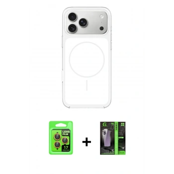 MARSİLYAN™- iPhone 17 Pro Kılıf Yankı Minimal Serisi - Şeffaf 360 Full Body Arka Koruyucu + Raze Metal Kamera Lens - TU