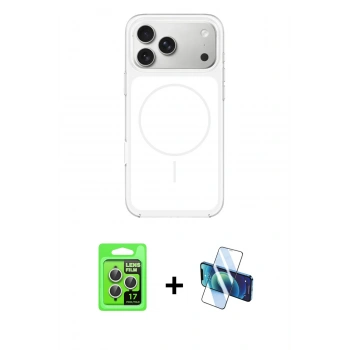 MARSİLYAN™- iPhone 17 Pro Kılıf Yankı Minimal Serisi - Siyah 3D Antistatik Seramik Nano Ekran Koruyucu + Raze Metal Kamera Lens - GS