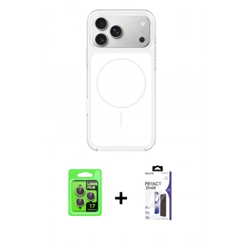 MARSİLYAN™- iPhone 17 Pro Kılıf Yankı Minimal Serisi - Siyah Bilvis 3X AR Hayalet Cam Ekran Koruyucu + Raze Metal Kamera Lens - GI