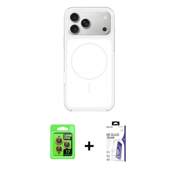 MARSİLYAN™- iPhone 17 Pro Kılıf Yankı Minimal Serisi - Siyah Bilvis 3X AR HD Cam Ekran Koruyucu + Raze Metal Kamera Lens - TU