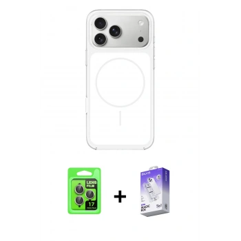 MARSİLYAN™- iPhone 17 Pro Kılıf Yankı Minimal Serisi - Siyah Bilvis 5in1 3D Magic Cam Ekran Koruyucu + Raze Metal Kamera Lens - GI