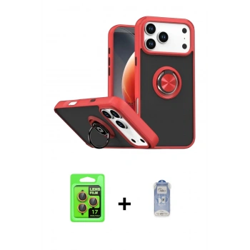 MARSİLYAN™- iPhone 17 Pro Kılıf Yörünge Çizgi - Siyah Joko Magic 5D Cam + Raze Metal Kamera Lens - TU