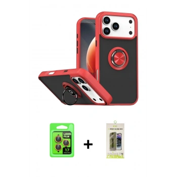MARSİLYAN™- iPhone 17 Pro Kılıf Yörünge Çizgi - Siyah Joko Magic 5D Hayalet Cam + Raze Metal Kamera Lens - TU