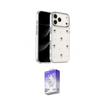 MARSİLYAN™- iPhone 17 Pro Kılıf Yörünge Form - Siyah Bilvis 5in1 3D Magic Cam Ekran Koruyucu