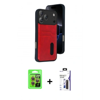 MARSİLYAN™- iPhone 17 Pro Kılıf Yörünge Işık Serisi - Siyah Bilvis 3X AR Hayalet Cam Ekran Koruyucu + Raze Metal Kamera Lens - TU