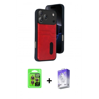 MARSİLYAN™- iPhone 17 Pro Kılıf Yörünge Işık Serisi - Siyah Bilvis 5in1 3D Magic Cam Ekran Koruyucu + Raze Metal Kamera Lens - TU