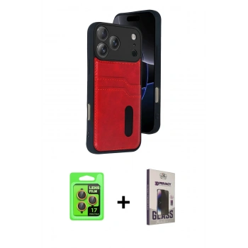 MARSİLYAN™- iPhone 17 Pro Kılıf Yörünge Işık Serisi - Siyah Bilvis Hayalet Cam Ekran Koruyucu + Raze Metal Kamera Lens - TU