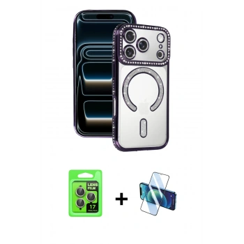 MARSİLYAN™- iPhone 17 Pro Kılıf Zirve Doku Prime - Siyah 3D Antistatik Seramik Nano Ekran Koruyucu + Raze Metal Kamera Lens - GI