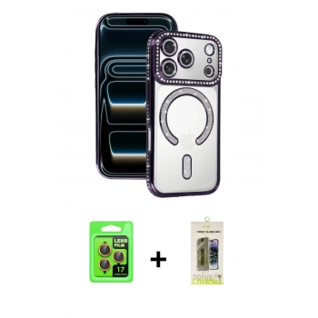 MARSİLYAN™- iPhone 17 Pro Kılıf Zirve Doku Prime - Siyah Joko Magic 5D Hayalet Cam + Raze Metal Kamera Lens - TU