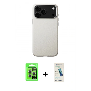 MARSİLYAN™- iPhone 17 Pro Kılıf Zirve Modern Prime - Şeffaf Pasifik Cam Ekran Koruyucu + Raze Metal Kamera Lens - GS