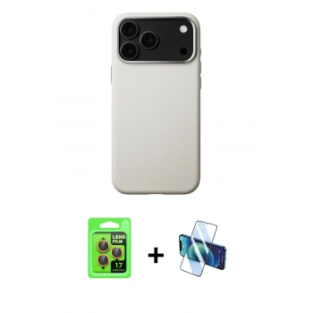 MARSİLYAN™- iPhone 17 Pro Kılıf Zirve Modern Prime - Siyah 3D Antistatik Seramik Nano Ekran Koruyucu + Raze Metal Kamera Lens - TU