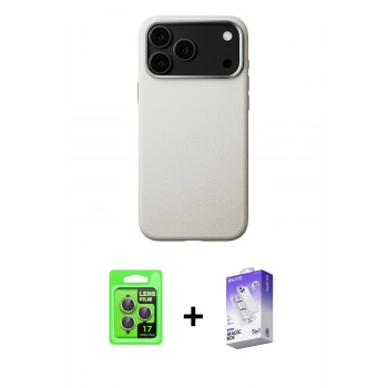 MARSİLYAN™- iPhone 17 Pro Kılıf Zirve Modern Prime - Siyah Bilvis 5in1 3D Magic Cam Ekran Koruyucu + Raze Metal Kamera Lens - GI