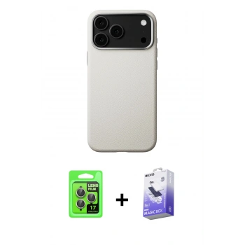 MARSİLYAN™- iPhone 17 Pro Kılıf Zirve Modern Prime - Siyah Bilvis 5in1 5D Magic Hayalet Cam Ekran Koruyucu + Raze Metal Kamera Lens - GI