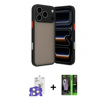 MARSİLYAN™- iPhone 17 Pro Max Kılıf Ahenk Çizgi Serisi - Şeffaf 360 Full Body Arka Koruyucu + Bilvis Titan Kamera Lens - GS