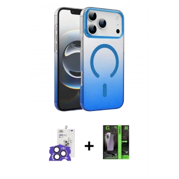 MARSİLYAN™- iPhone 17 Pro Max Kılıf Ahenk Doku Özel Seri - Siyah 360 Mat Full Body Arka Koruyucu + Bilvis Titan Kamera Lens - NLGY