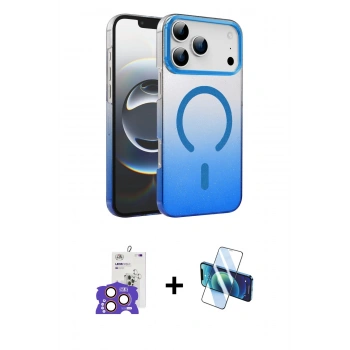 MARSİLYAN™- iPhone 17 Pro Max Kılıf Ahenk Doku Özel Seri - Siyah 3D Antistatik Cam Ekran Koruyucu + Bilvis Titan Kamera Lens - TU