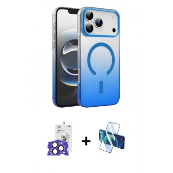 MARSİLYAN™- iPhone 17 Pro Max Kılıf Ahenk Doku Özel Seri - Siyah 3D Antistatik Cam Ekran Koruyucu + Bilvis Titan Kamera Lens - NLGY