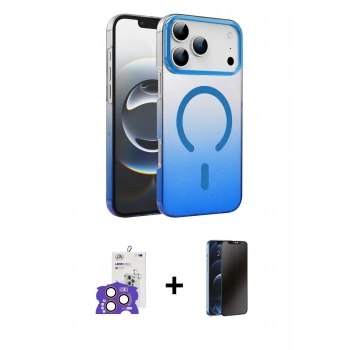 MARSİLYAN™- iPhone 17 Pro Max Kılıf Ahenk Doku Özel Seri - Siyah 3D Antistatik Hayalet Cam Ekran Koruyucu + Bilvis Titan Kamera Lens - TU