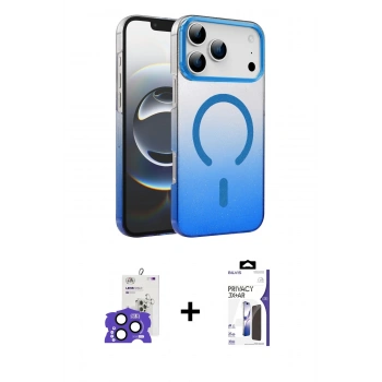 MARSİLYAN™- iPhone 17 Pro Max Kılıf Ahenk Doku Özel Seri - Siyah Bilvis 3X AR Hayalet Cam Ekran Koruyucu + Bilvis Titan Kamera Lens - LT
