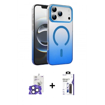 MARSİLYAN™- iPhone 17 Pro Max Kılıf Ahenk Doku Özel Seri - Siyah Bilvis 3X AR Hayalet Cam Ekran Koruyucu + Bilvis Titan Kamera Lens - NLGY