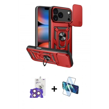 MARSİLYAN™- iPhone 17 Pro Max Kılıf Ahenk Klasik - Siyah 3D Antistatik Cam Ekran Koruyucu + Bilvis Titan Kamera Lens - TU