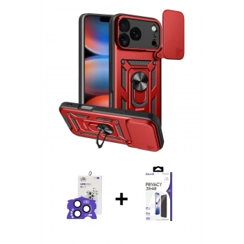 MARSİLYAN™- iPhone 17 Pro Max Kılıf Ahenk Klasik - Siyah Bilvis 3X AR Hayalet Cam Ekran Koruyucu + Bilvis Titan Kamera Lens - LT