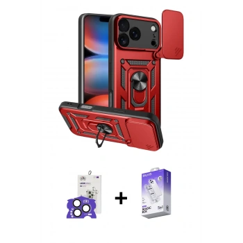 MARSİLYAN™- iPhone 17 Pro Max Kılıf Ahenk Klasik - Siyah Bilvis 5in1 3D Magic Cam Ekran Koruyucu + Bilvis Titan Kamera Lens - NLGY