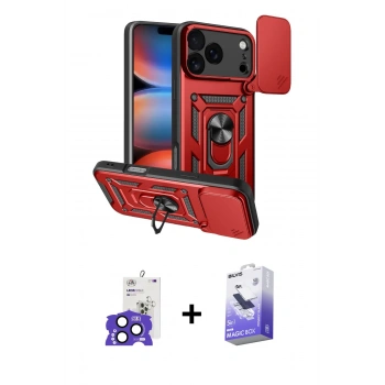 MARSİLYAN™- iPhone 17 Pro Max Kılıf Ahenk Klasik - Siyah Bilvis 5in1 5D Magic Hayalet Cam Ekran Koruyucu + Bilvis Titan Kamera Lens - LT