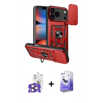 MARSİLYAN™- iPhone 17 Pro Max Kılıf Ahenk Klasik - Siyah Bilvis 5in1 5D Magic Hayalet Cam Ekran Koruyucu + Bilvis Titan Kamera Lens - TU