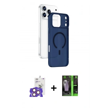 MARSİLYAN™- iPhone 17 Pro Max Kılıf Ahenk Minimal Serisi - Siyah 360 Mat Full Body Arka Koruyucu + Bilvis Titan Kamera Lens - TU