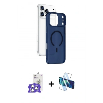 MARSİLYAN™- iPhone 17 Pro Max Kılıf Ahenk Minimal Serisi - Siyah 3D Antistatik Cam Ekran Koruyucu + Bilvis Titan Kamera Lens - GS