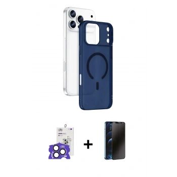 MARSİLYAN™- iPhone 17 Pro Max Kılıf Ahenk Minimal Serisi - Siyah 3D Antistatik Hayalet Cam Ekran Koruyucu + Bilvis Titan Kamera Lens - NLGY