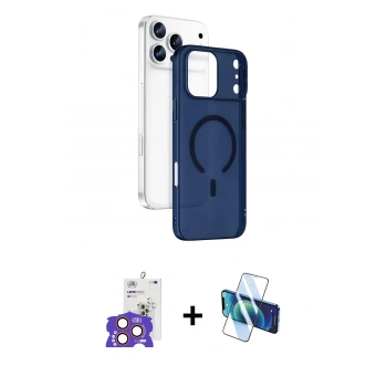 MARSİLYAN™- iPhone 17 Pro Max Kılıf Ahenk Minimal Serisi - Siyah 3D Antistatik Seramik Nano Ekran Koruyucu + Bilvis Titan Kamera Lens - TU