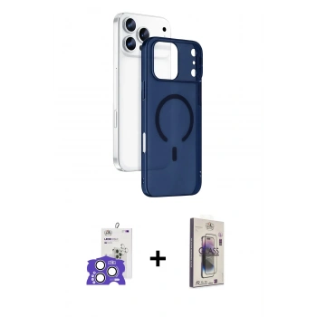 MARSİLYAN™- iPhone 17 Pro Max Kılıf Ahenk Minimal Serisi - Siyah Bilvis 3D Cam Ekran Koruyucu + Bilvis Titan Kamera Lens - GS