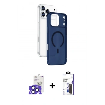 MARSİLYAN™- iPhone 17 Pro Max Kılıf Ahenk Minimal Serisi - Siyah Bilvis 3X AR Hayalet Cam Ekran Koruyucu + Bilvis Titan Kamera Lens - LT