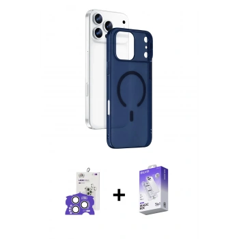 MARSİLYAN™- iPhone 17 Pro Max Kılıf Ahenk Minimal Serisi - Siyah Bilvis 5in1 3D Magic Cam Ekran Koruyucu + Bilvis Titan Kamera Lens - GS