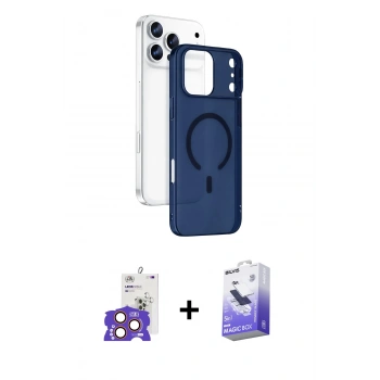 MARSİLYAN™- iPhone 17 Pro Max Kılıf Ahenk Minimal Serisi - Siyah Bilvis 5in1 5D Magic Hayalet Cam Ekran Koruyucu + Bilvis Titan Kamera Lens - TU