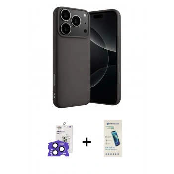 MARSİLYAN™- iPhone 17 Pro Max Kılıf Ahenk Serisi - Şeffaf Pasifik Cam Ekran Koruyucu + Bilvis Titan Kamera Lens - LT